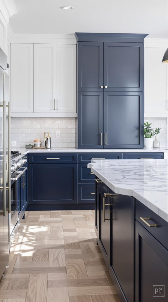 balanced navy and white design