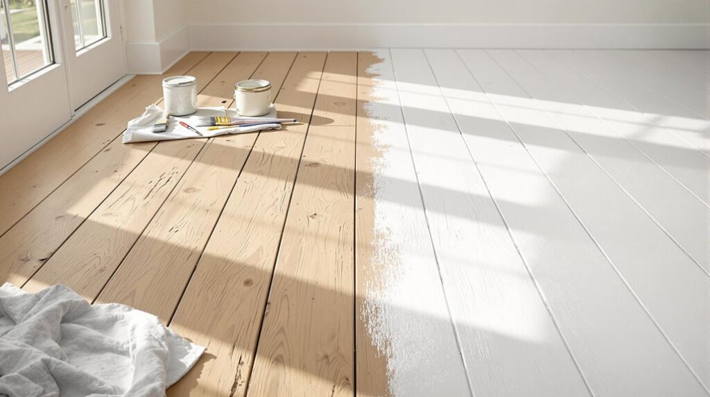 budget friendly floorboard painting