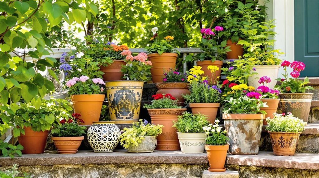 budget friendly garden pot displays
