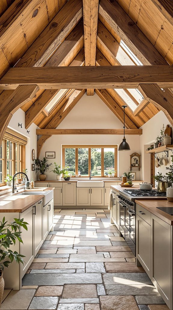 exposed beams vaulted ceilings