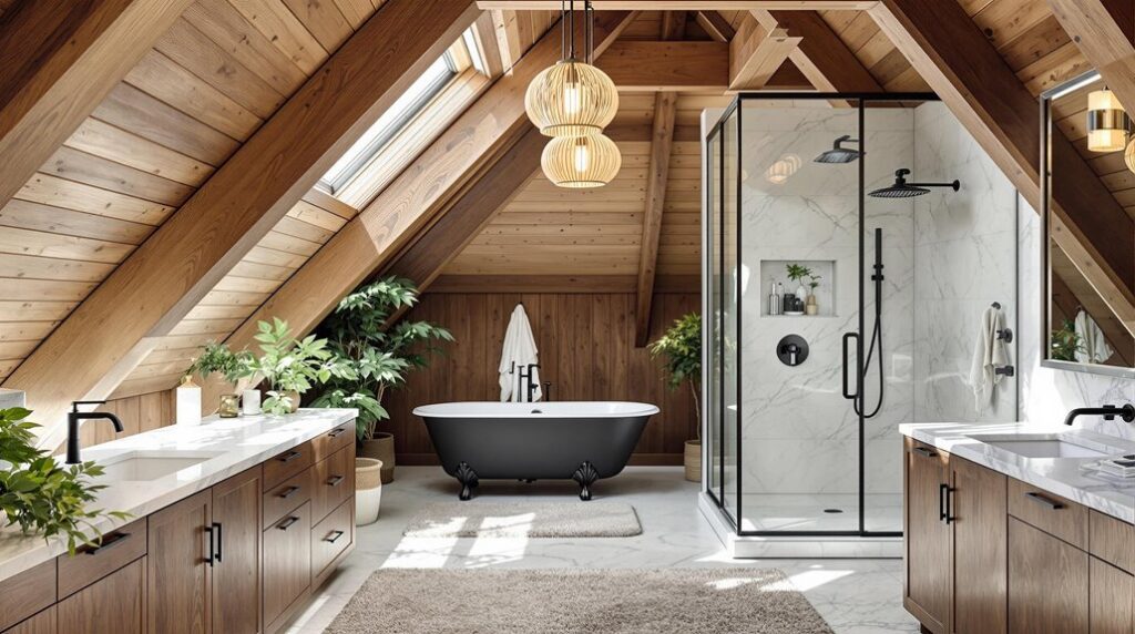 luxe attic bathroom retreat