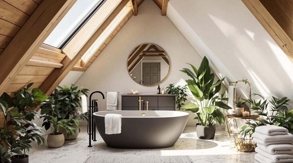 luxe attic bathroom retreat