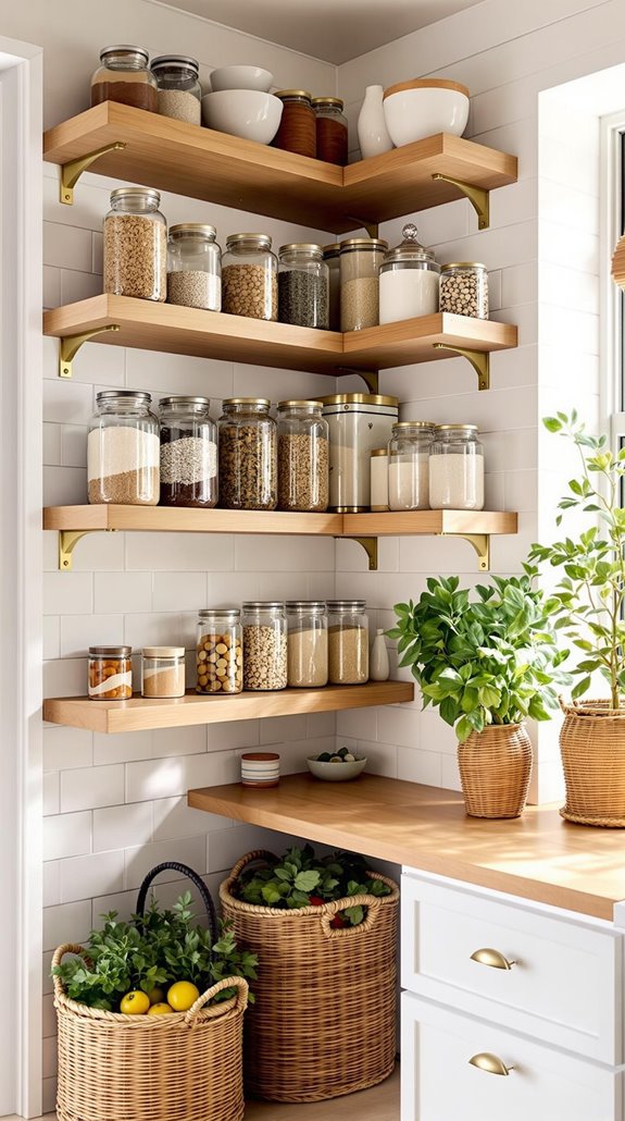 open shelving enhances kitchens