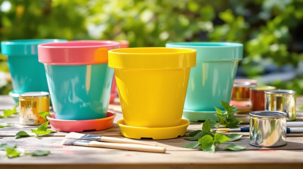 paint plastic pots creatively