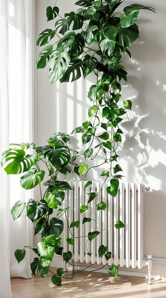 plants conceal exposed pipes