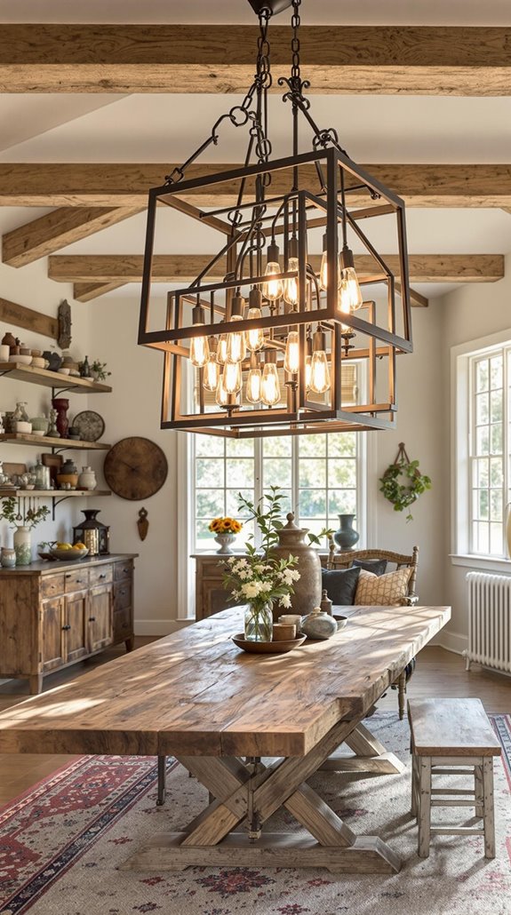 rustic chandelier dining transformation