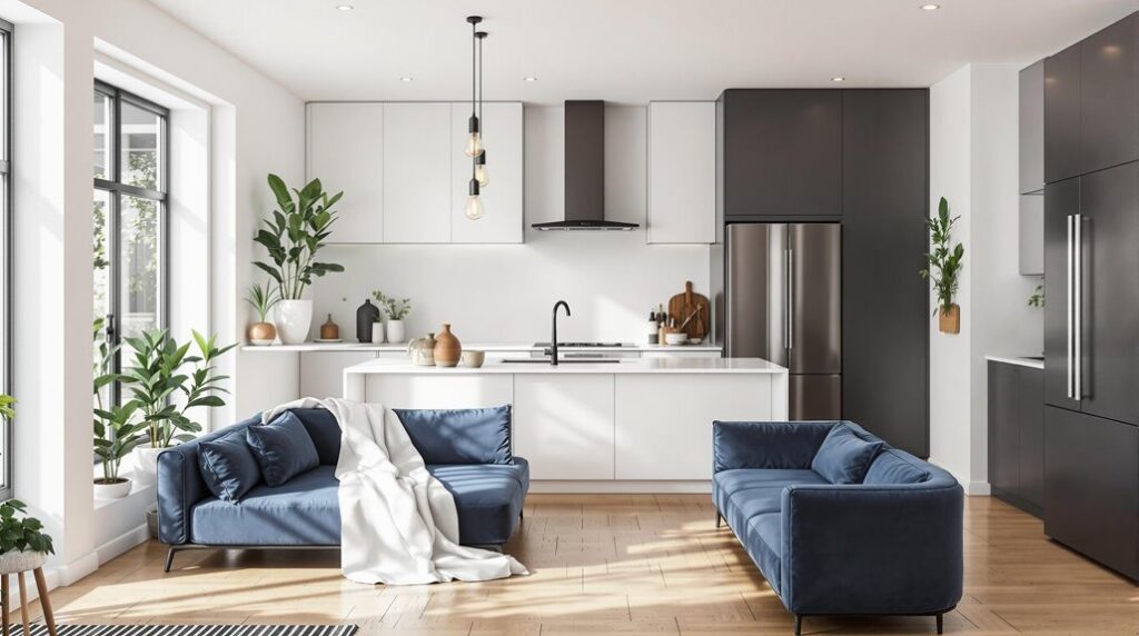 sofa in open plan kitchens